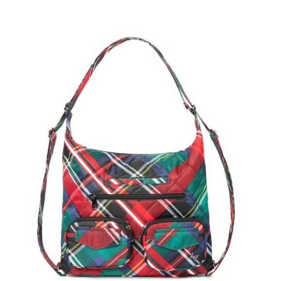 lug Handbags - Lug Zipliner 2 Convertible Hobo Bag Tartan Plaid Red/Green